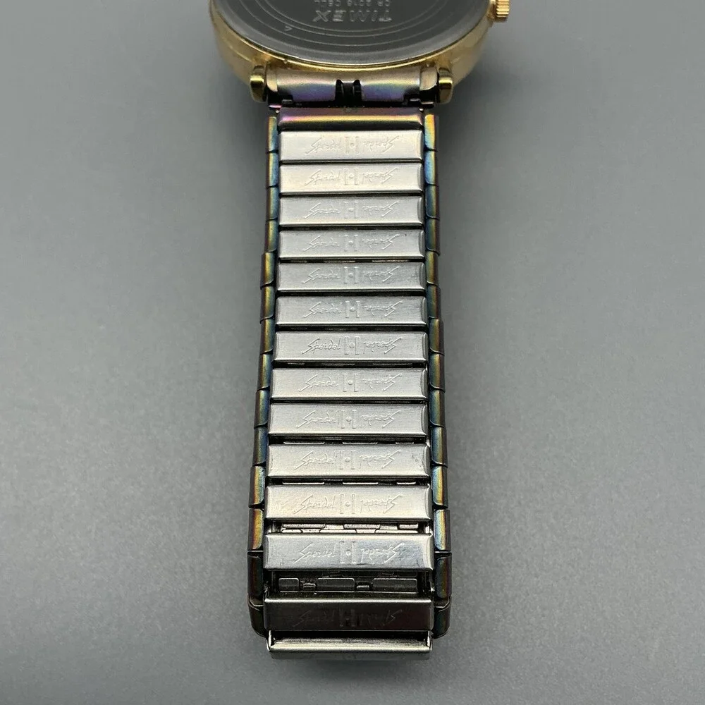 Vintage Timex Easy Reader Indiglo Mens Watch 34mm Gold Tone Stretch New Battery